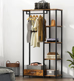 Summit Premium Rustic Tall Wardrobe Cupboard Shelves & Clothes Hanging Rack