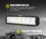 DEFEND Pair 6 inch CREE FLOOD LED Work Light Bar Reverse Driving Lights 4WD
