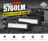 DEFEND Pair 6 inch Cree Flush Mount Led Work Light Bar Flood Fog Lamp Reverse 4WD