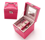 Deluxe PU Leather Jewellery Box Storage Case Organiser Gift (Pink)