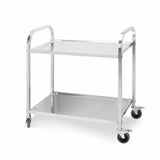 2 Tier Stainless Steel Kitchen Trolley Bowl Collect Service Food Cart 75×40×83cm Small