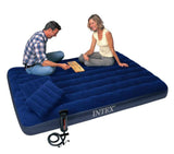 Intex Classic Downy Inflatable Mattress Airbed Set with 2 Pillows and Double Quick Hand Pump