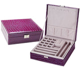 Deluxe Crocodile Leather Look Jewellery Box Storage Case Organiser (Purple)