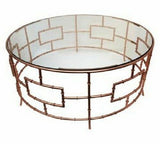 Pacific Coffee Table Gold Metal frame and heavy duty glass top