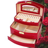 Large Luxury PU Leather Jewellery Box Storage Case (Red)