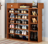 Maxim 7 Tier Shoe Rack Storage Organizer with Drawer (Dark Walnut)