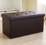 XL Rectangle PU Leather Ottoman Foldable Storage Stool (Dark Brown)