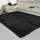 XL Extra Large Plush Luxury Shag Rug Carpet Mat (Black, 200 x 300cm)
