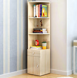 Vision Stylish Wooden Corner Shelf Unit with Cabinet & Drawer (White Oak)