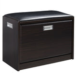 Luxury Wood & PU Leather Top Shoe Storage Cabinet & Ottoman