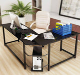 Prestige Corner Computer Desk Office Double Workstation (Black)
