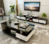 2-Piece Set Luxe High Gloss Large Coffee Table & TV Cabinet