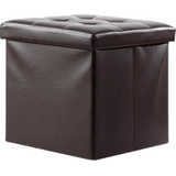 50L PU Leather Ottoman Foldable Storage Stool (Dark Brown)