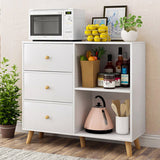 Universal Large Storage Shelf Cabinet Buffet with Drawers (White)
