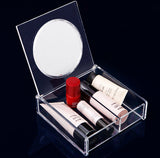 Crystal Clear Cosmetic Makeup Display Organiser Jewellery Box with Mirror