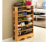 Spacious & Stylish 6 Tier Wooden Shoe Rack Organizer (Natural Oak)
