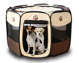 XL Portable Foldable Pet Dog Cat Playpen (Extra Large, Chocolate & Cream)