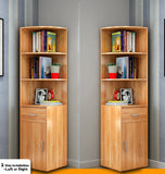Vision Stylish Wooden Corner Shelf Unit with Cabinet & Drawer (Natural Oak)
