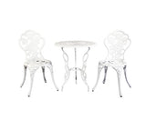 Outdoor Furniture Chairs Table 3pc Aluminium Bistro White