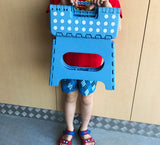Large 27cm Tall Quality Colourful Kids Foldable Folding Step Stool (Blue)