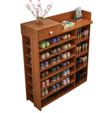 Maxim 8 Tier Shoe Rack Storage Organizer with Drawer (Dark Walnut)