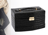 Luxury PU Leather Jewellery Box Storage Case (Midnight Black)