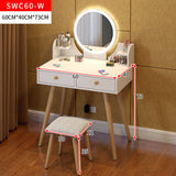 LED Luminous Princess Dresser Table with Mirror, Stool and Storage Drawers Set