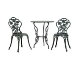 Outdoor Furniture Chairs Table 3pc Aluminium Bistro Bronze