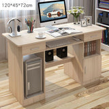 Executive Office Computer Desk with Drawers, Cabinet, Shelves (White Oak)