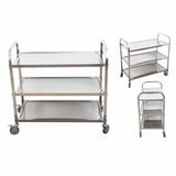 3 Tier Stainless Steel Kitchen Dinning Food Cart Trolley Utility Round 86x54x94cm Large