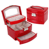Luxury PU Leather Jewellery Box Storage Case (High Gloss Red)