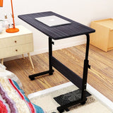 Calibre 2-tier Sofa Bed Side Table Laptop Desk with Shelves and Wheels (Black Multi)