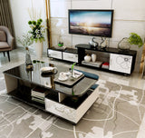 Luxe Extendable TV Cabinet (High Gloss White & Black)