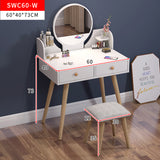 Princess Dresser Table with Mirror, Stool and Storage Drawers Set (White)