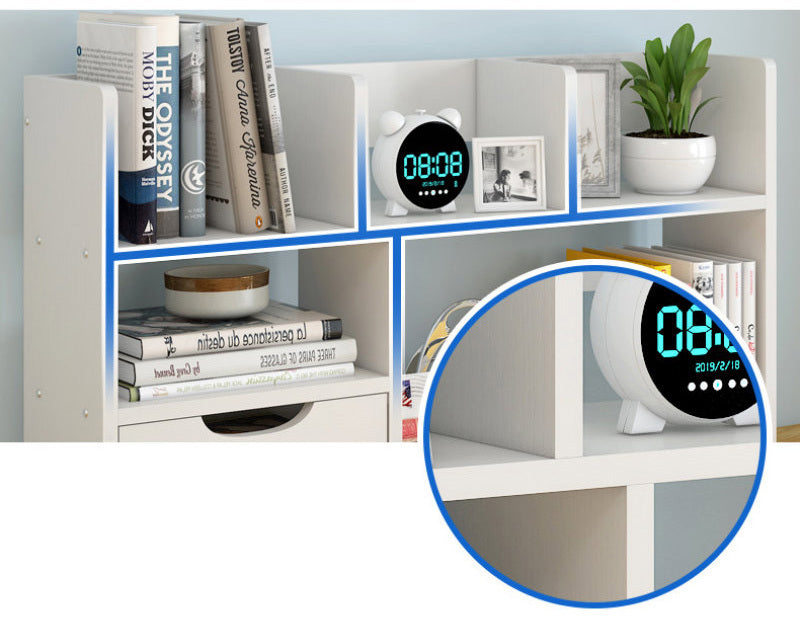 Melody Desk Hutch Storage Shelf Unit Organizer with Drawer (White)