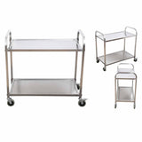 2 Tier Stainless Steel Kitchen Dining Food Cart Trolley Utility Size 95x50x95cm Large