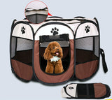 Portable Foldable Pet Dog Cat Playpen (Medium, Chocolate & Cream)