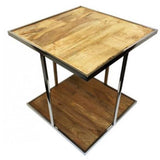 MODERN COFFEE TABLE  STAINLESS FRAME AND SOLID WOODEN TOP