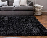 XL Extra Large Plush Luxury Shag Rug Carpet Mat (Black, 200 x 300cm)