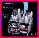 Clear Acrylic Cosmetic Makeup Display Organiser Jewellery Box 4 Drawer Storage