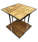 MODERN COFFEE TABLE  STAINLESS FRAME AND SOLID WOODEN TOP