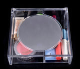 Crystal Clear Cosmetic Makeup Display Organiser Jewellery Box with Mirror