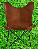 Flash Genuine Leather butterfly chair Solid Welded  Metal Frame
