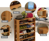 Spacious & Stylish 6 Tier Wooden Shoe Rack Organizer (Natural Oak)