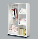 Wardrobe Shelf Closet Cupboard with Hanging Rack (WHITE)
