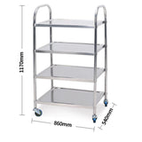 4 Tier Stainless Steel Kitchen Dining Food Cart Trolley Utility 860x540x1170