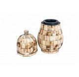 BONE CREAM AND BROWN BOX CONTAINER