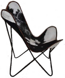 Handcrafted Vintage Retro Style Metal Frame Cowhide Leather Butterfly Chair New