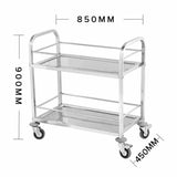 2 Tier Stainless Steel Drink Wine Food Utility Cart 85x45x90cm Medium