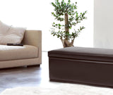 XL Rectangle PU Leather Ottoman Foldable Storage Stool (Dark Brown)